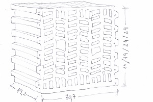 Dibujo de un bloque cerámico aligerado Termoarcilla.