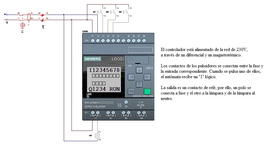 Ejemplo de cableado de un LOGO