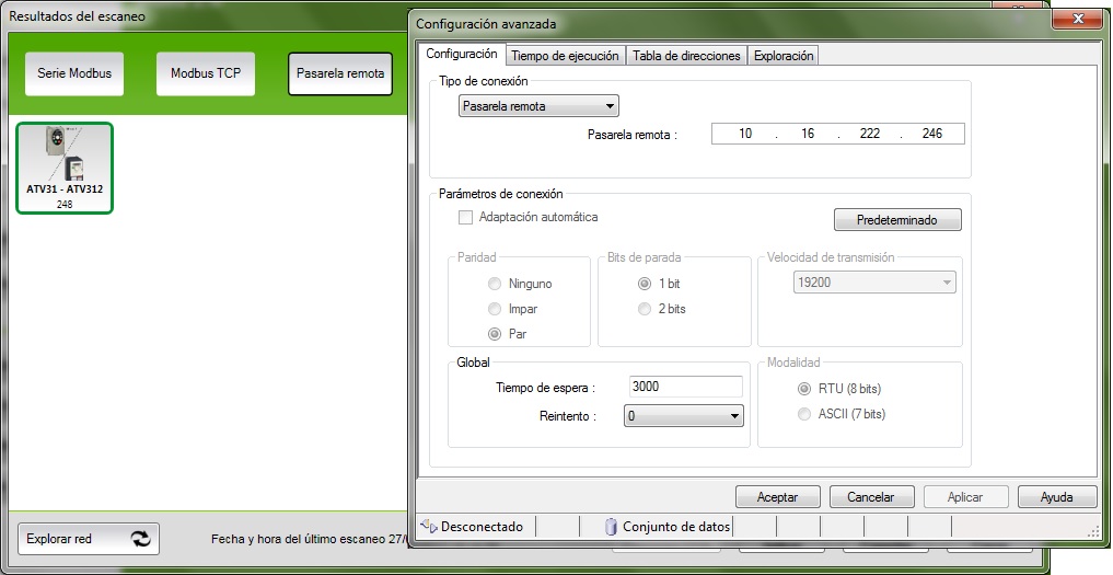 Imagen de la configuración de las comunicaciones en SoMove