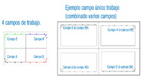 Muestra los 4 campos de trabajo de la máquina de ejemplo.