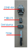 Muestra el despiece de una herramienta para CNC.