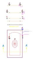 Muestra un proyecto CAD de una puerta con todos los datos necesarios para su correcto mecanizado.