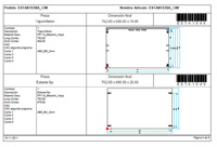 Muestra una pieza con sus datos y código de barras lista para ser mecanizada en un CNC.