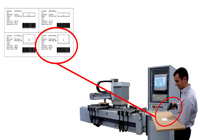 Visualización de uso de pegatinas con maquinaria CNC.