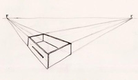 Cajón en perspectiva oblicua con puntos de fuga a diferente distancia