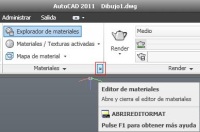 Cuadro de diálogo del editor de materiales de la barra de herramientas.