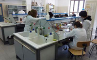 Imagen de un laboratorio con personas trabajando.