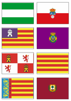 Imagen de 8 banderas autonómicas presentadas en 4 filas y dos columnas (Andalucía, .Cantabria, Baleares, Cádiz, Comunidad de Castilla y León, Cataluña, Comunidad Valenciana,  Vizcaya).