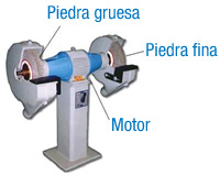 Esmeril de pie, con descripciones.