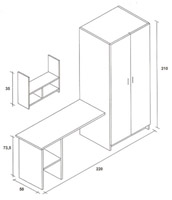 Perspectiva de un conjunto de mobiliario.