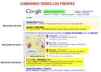 Zonas en las que se divide los resultados de búsqueda en google.