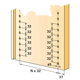 Esquema de mecanizado en un lateral utilizando el sistema 32.