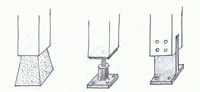 Tres ejemplos de buenas soluciones constructivas para resolver el apoyo de un pilar.