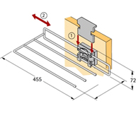 Esquema de sistema de almacenar pantalones extraible.