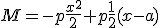 El momento es igual a menos la mitad de la carga por el cuadrado de la distancia x mas la mitad de la carga por la longitud multiplicado por la diferencia entre las distancias x y a.