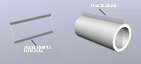 Imagen de una pantalla de Autocad en la que se muestra un cilindro cortado por un plano, junto con la proyección que produce ese plano.