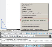 Imagen de una pantalla de Autocad en la que se muestra cómo seleccionar el administrador de presentaciones.