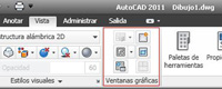 Imagen  de la barra de herramientas de ventana gráfica, dentro de la pantalla de Autocad.