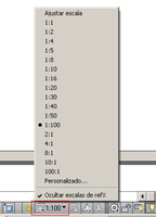 Imagen  que muestra el menú desplegable en que se ven las distintas escalas de las ventanas gráficas.