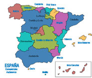 Mapa autonómico de España.