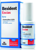 La imagen muestra un spray marca Bexident.