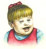 Dibujo de una niña con síndrome de Down.