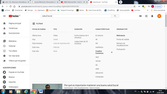 Filtrar en youtube licencias