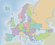 Mapa político de Europa.