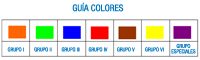Tabla con la guía de colores para los distintos grupos de residuos químicos al que pertenecen.