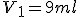 V sub uno es igual a 9 mililitros de tris dos molar.