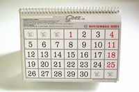 Calendario. Fotografía que muestra un calendario de anillas abierto por el mes de Noviembre.