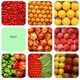 Frutas y verduras de distintos tipos,  formando una imagen muy colorida. 