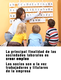 Maestra enseñando a leer a dos niños y una niña, abajo hay un cartel que dice “La principal finalidad de las sociedades laborales es crear empleo. Los socios son a la vez trabajadores y titulares de la empresa”