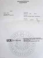 Informe de la Universidad de California sobre un alumno.