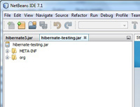 Imagen que muestra el entorno NetBeans y la zona donde operar con Hibernate. 