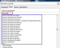 Ilustración de una captura de pantalla donde se muestra una de las listas desplegables existentes en el programa OpenOffice.org Writer.